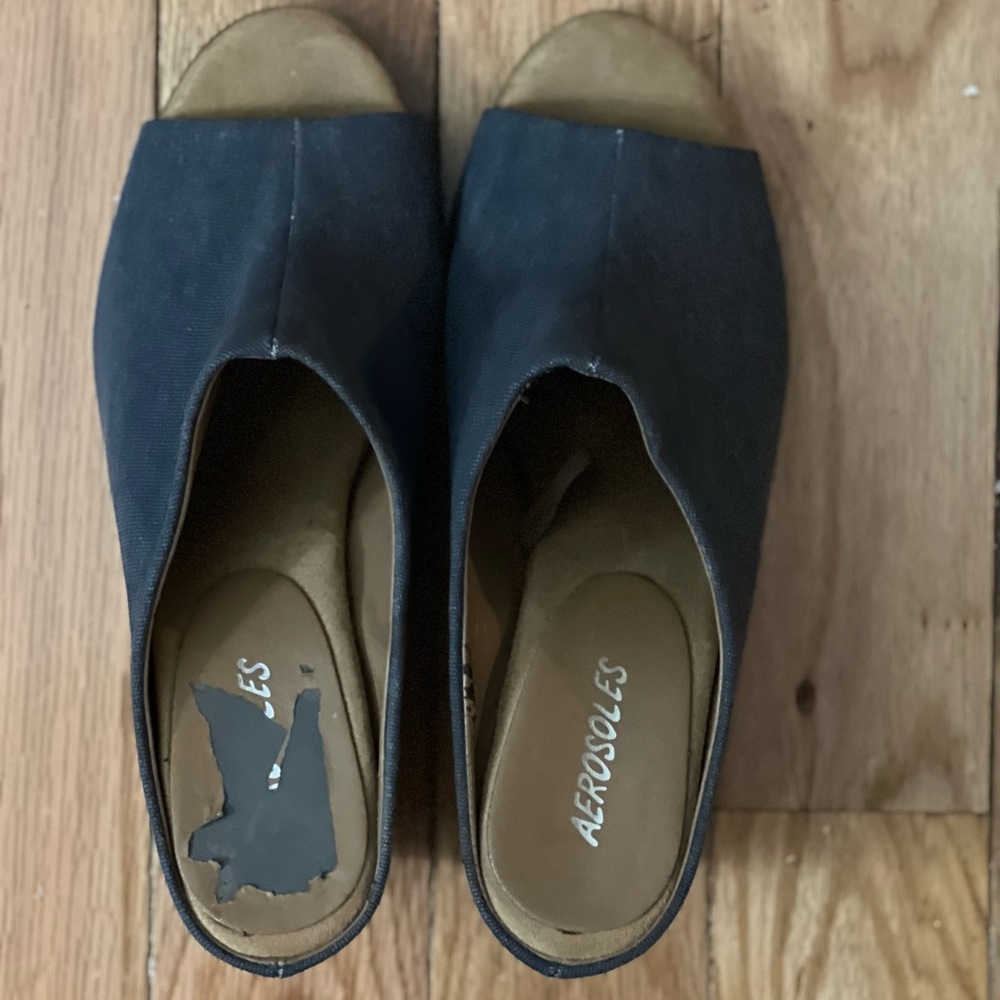 AEROSOLES Black Mules Comfortable Slip-On Shoes